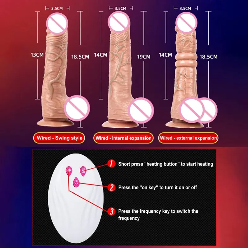 Teleskopické vibrační tahání realistické dildo ženská masturbace s přísavkou Vyhřívání penisu Dick pro ženy — image 6