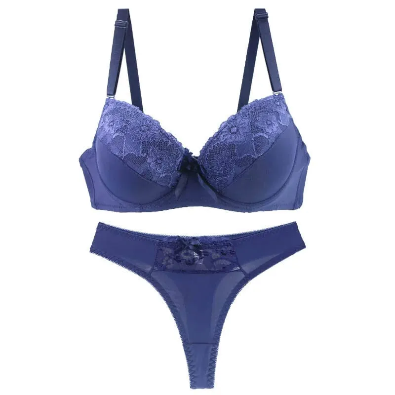 DaiNaFang Novo Conjunto de Sutiã Push Up Sexy Acolchoado Roupa Interior de Renda Sólida Para Mulheres BCDE Cup Plus Size Lingerie Feminina — image 3