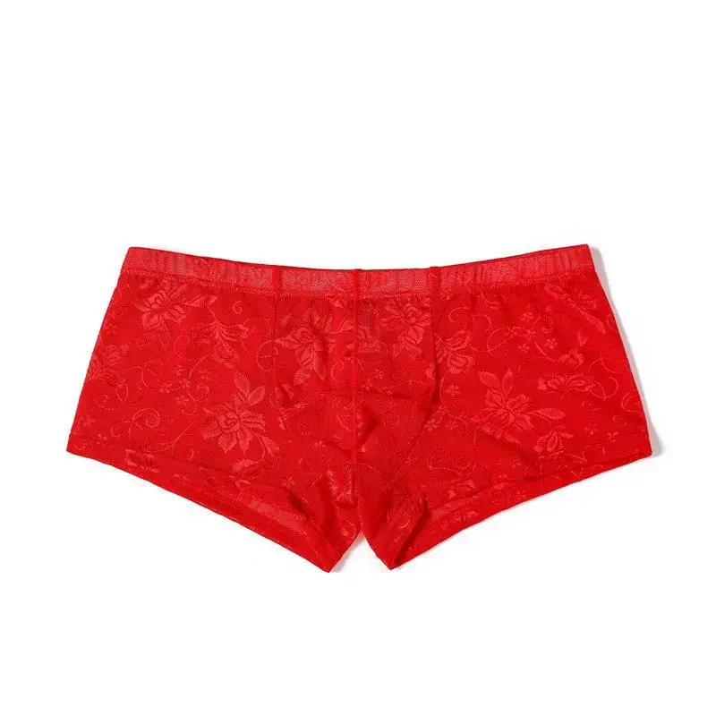 Sexy Mens Boxers Shorts Mesh Panloob na Kasuotan ng Lalaki Lingerie Trunk Transparent Mesh See Through Lace Underpants — image 14