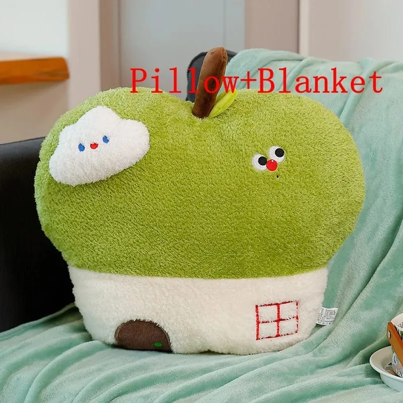Cute Apple House Plush Pillow Optional With Blanket 2‑in‑1 Throw Cushion Kawaii Fruit Stuffed Pillow Sofa Bedroom Decor Gift — image 13