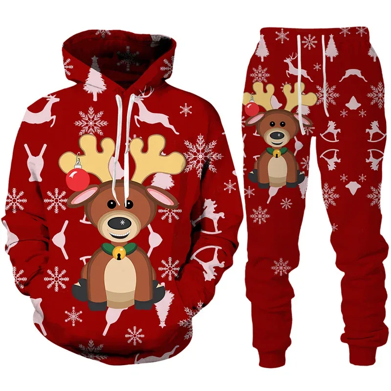 Fashion Funny Santa Claus 3D Print Tracksuit Set Man Woman Hoodie+Pants 2pcs Set Oversized Casual Christmas Party Couple Clothes — image 16