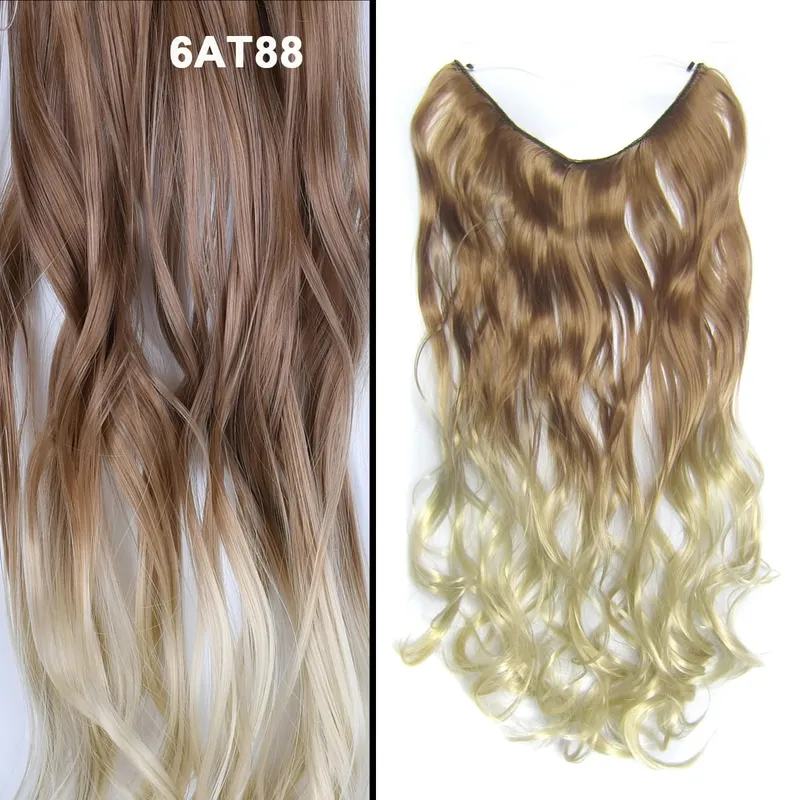 Jeedou One Piece No Clips Hairpieces Ombre Color Elasticity Invisible Wire Fish Line Wavy Synthetic Hair Extension — image 13