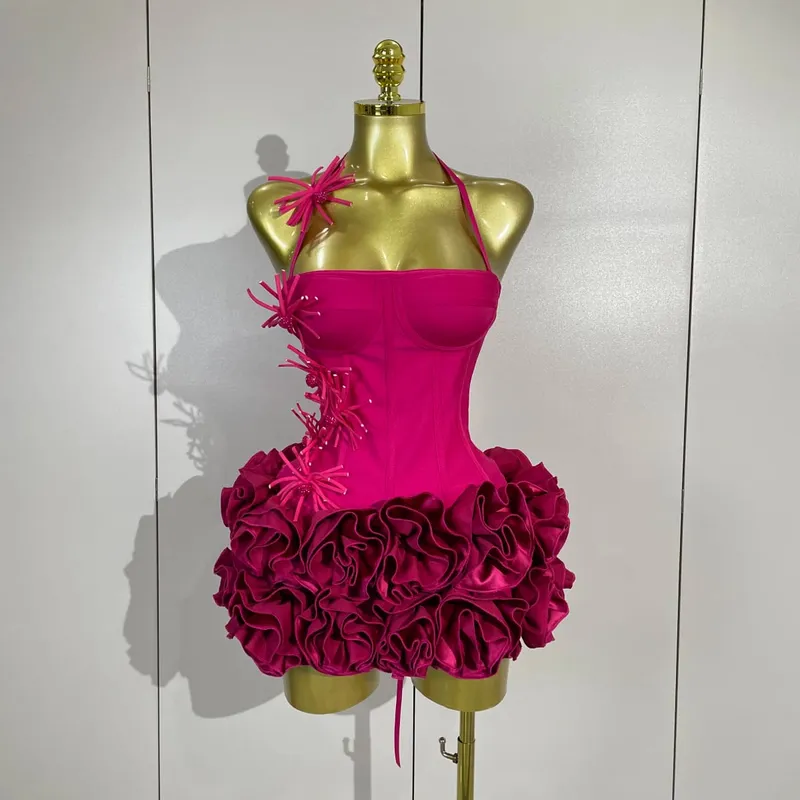 Sexy halter vestido de baile celebridade clube duas peças conjunto cocktail elegante moda feminina luxo festa aniversário vermelho preto bandagem outfit — image 8