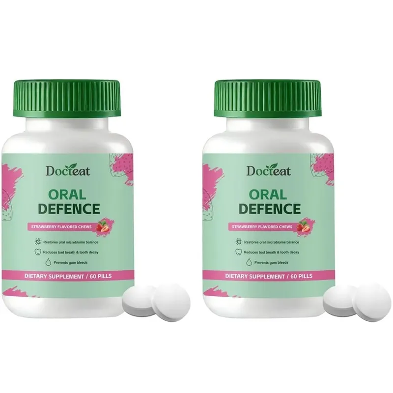 Oral Probiotics Chewable Tablets Strawberry Flavor with Xylitol & Hydroxyapatite Probiotic Complex Oral Health Support 60 Pills