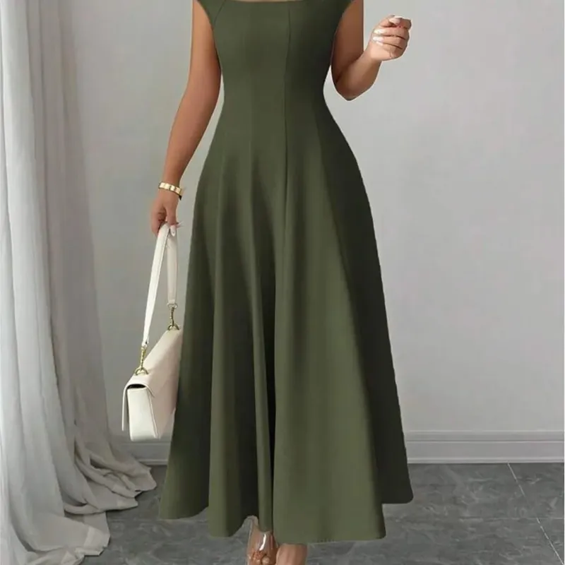 2026 Fashion Elegant Evening Dress A-line Dresses For Woman Party Wedding Vestidos Temperament Short Sleeves Solid Color Banquet — image 6