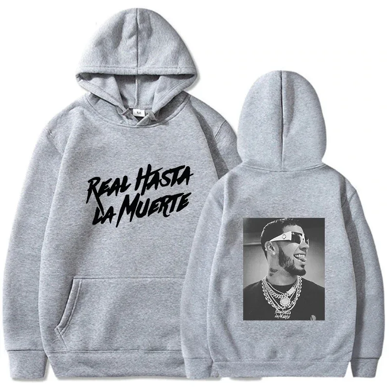Anuel aa impresso hoodies moletom casaco real hasta la muerte casual agasalho traje das mulheres dos homens roupas anime pulôver com capuz — image 5