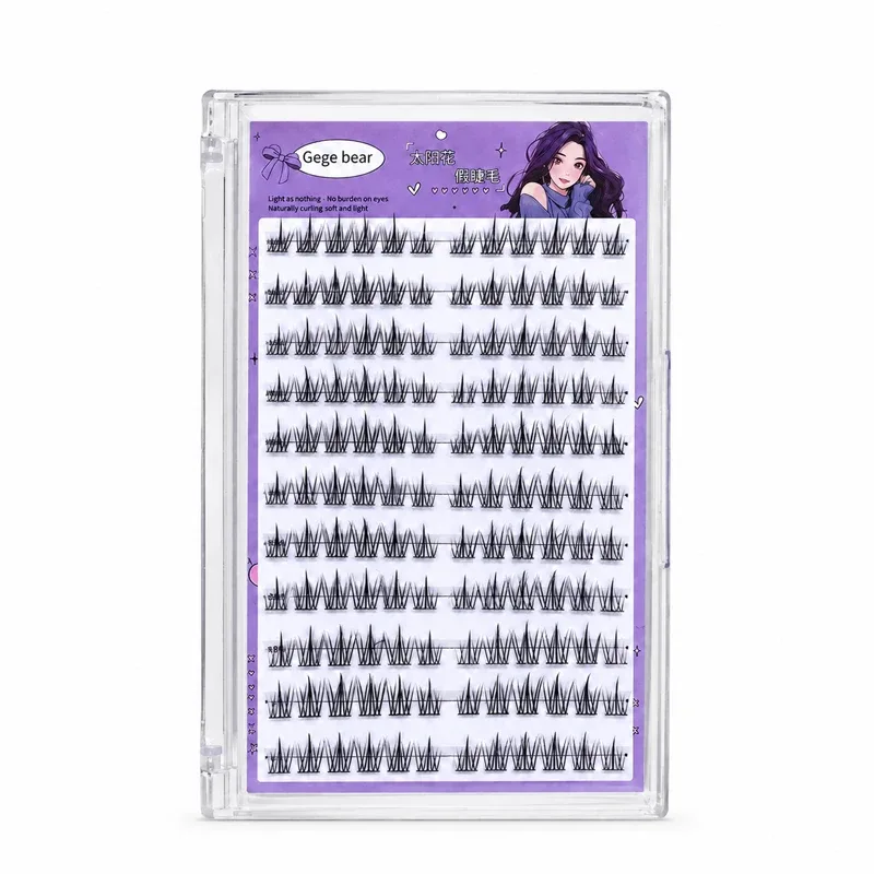 Gege Bear No Glue False Eyelashes Self Adhesive Lash Clusters Wispy Sunflower Style Natural Doll Eye Easy Apply Makeup — image 6