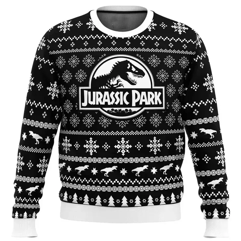 Jurassic Park Dinossauros Feliz Natal Roupas Presentes Suéteres de Papai Noel Moletons masculinos e femininos 3D Festa de outono e inverno — image 4