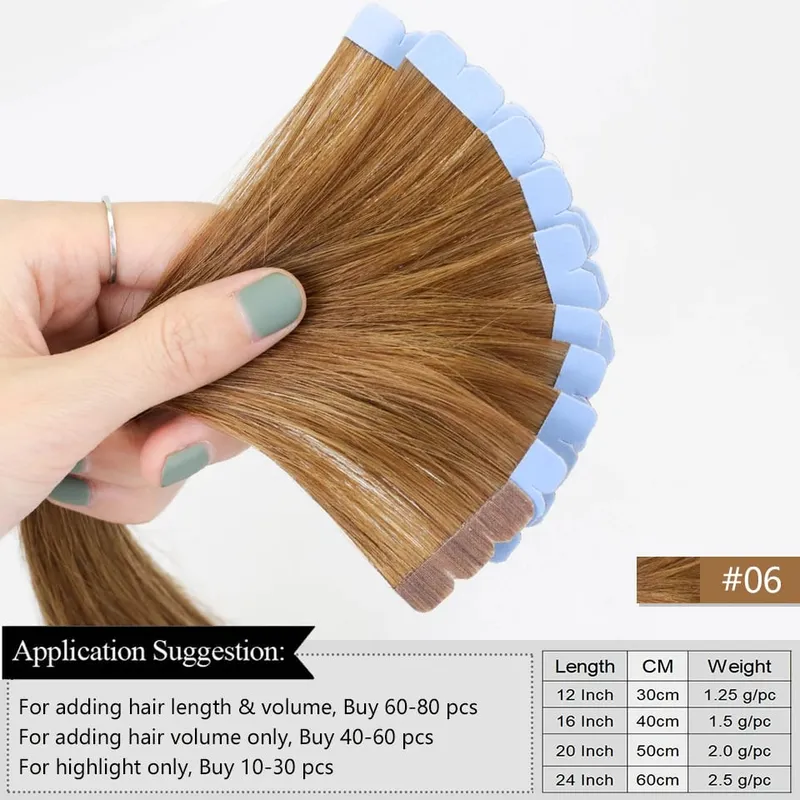 Invisible Mini Tape Hair Extensions 12-20Inch Human Hair Extentions 3x0.8cm Invisible Tape 10pcs/pack For Side Machine-Remy Hair