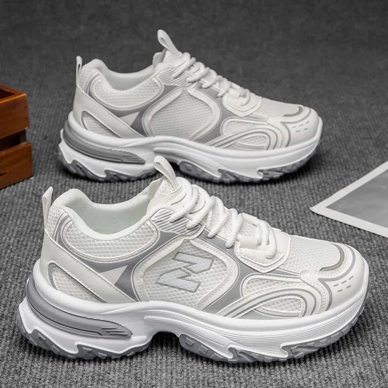 Men's Retro Chunky Dad Sneakers | Metallic Silver Platform Running Shoes — image 4
