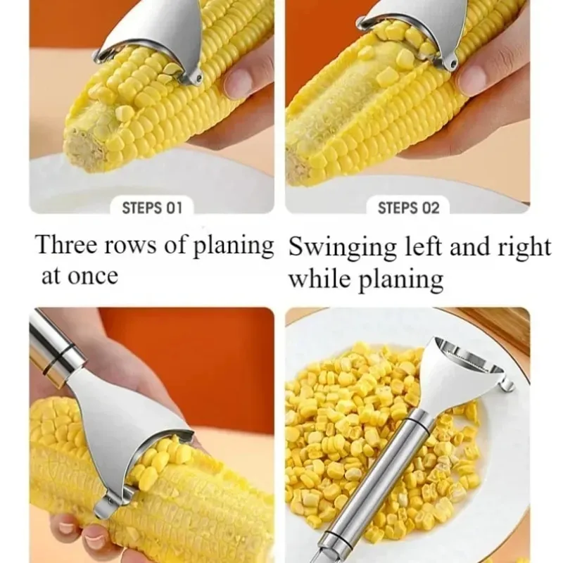 Corn Stripper Stainless Steel Manual Corn Planer Cob Stripper Reusable Corn Peeler Thresher Kitchen Fruit Vegetable Gadget Tool — image 5