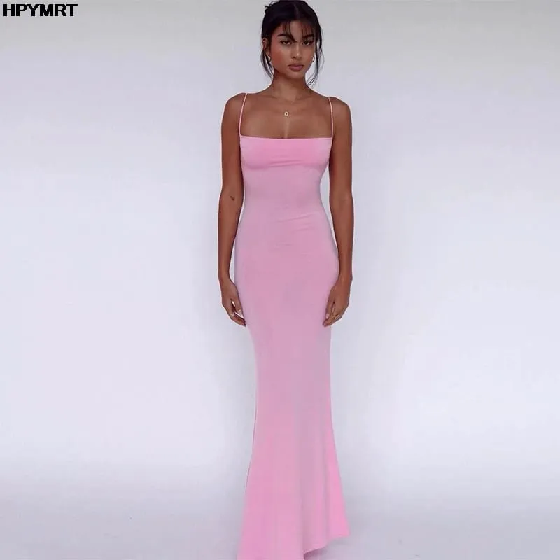 2025 Fashion kaswal Bagong Tag-init Sexy Sling Party Dress Solid na kulay Mahabang Babaeng Dresses Evening Dresses Pambabaeng Damit — image 6
