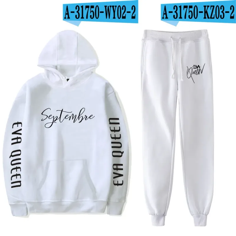 Hip Hop Bekväm Eva Queen Print Sweatshirt Träningsbyxor Kostym Huvtröjor+ Byxor Kostym Pojkar/Flickor 2-delat set Kläder — image 39
