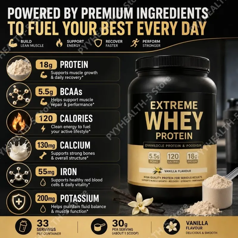 Vanilla Whey Protein Powder 2.2lb 18g Protein 33 Servings Fitness Nutrition Daily Protein Support for Adults — image 4