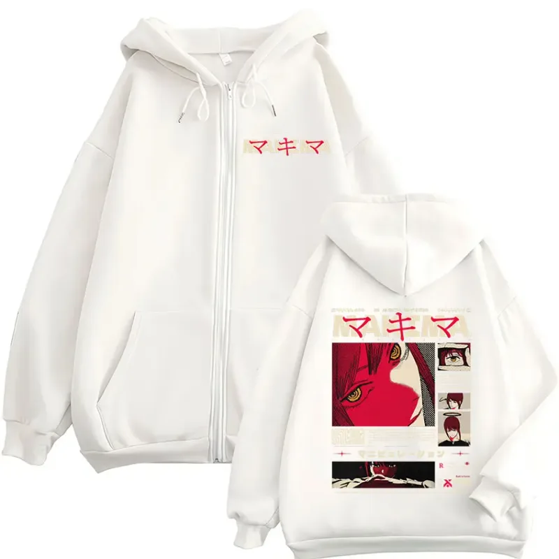 Japanese Anime Chainsaw Man Makima Zipper Hoodies Men's Zip Up Hooded Sweatshirts Long Sleeves Pullovers Jacket Caots Streetwear — image 4