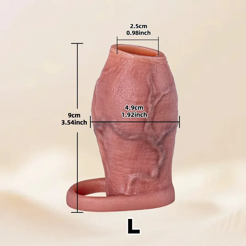 Dick Sleeve Enlargement Lock Sperm Penis Ring Adult Men Sex Toy Enlarged and Thicken Cock Sleeve Soft Silicone Male Sexy Toy 18+ — image 9
