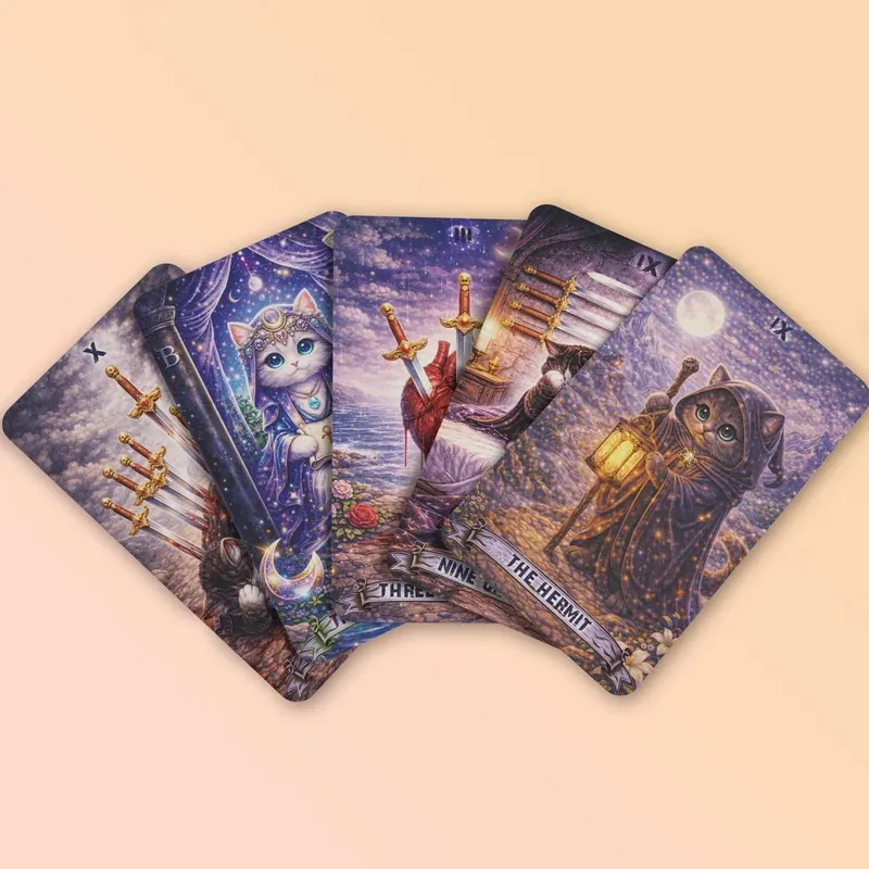 Magic Cat Tarot 78 Cards 13x8 Cm Ideal for Beginners Paper Manual Emotion Expression Subtle Magic Details Card Games — image 3