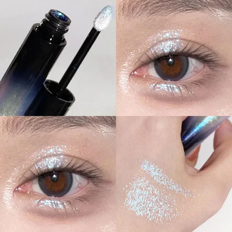 Glitter Liquid Eyeshadow Holographic Shimmer Ice Blue Pink Quick-drying Wet Look Tears Highlight Eye Makeup Non-flying powder — image 3