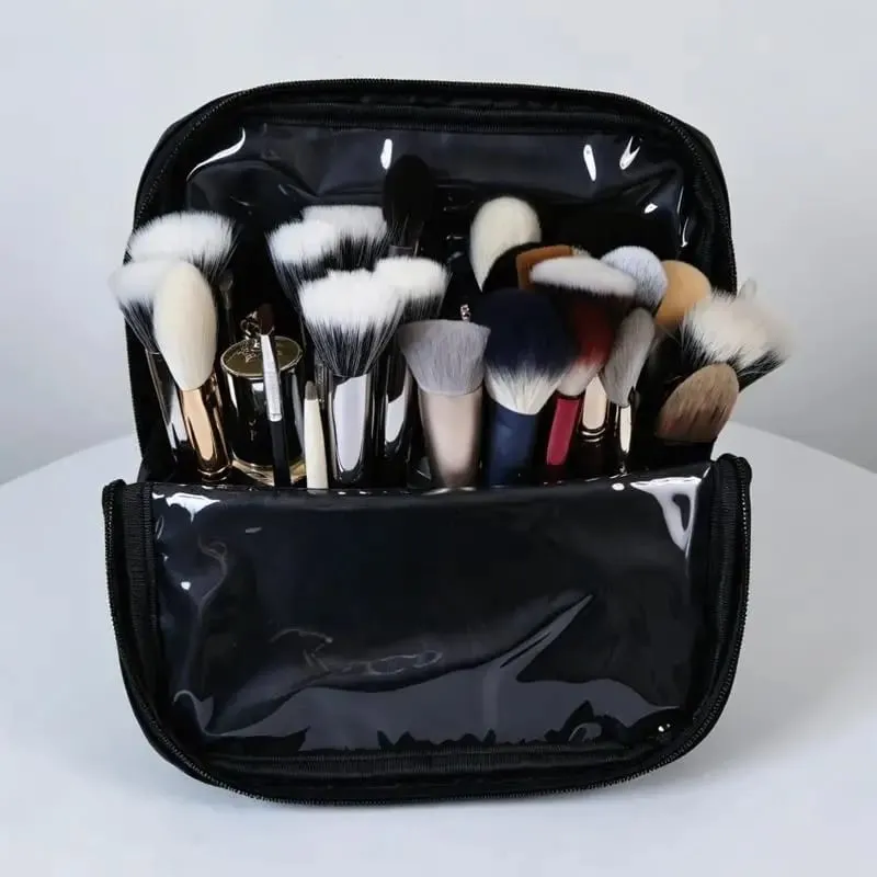 1Pc Foldable Makeup Artist Storage Makeup Brushes Pouch Stand-up Makeup Brushes Storage Bag With Adjustable Dividers+~