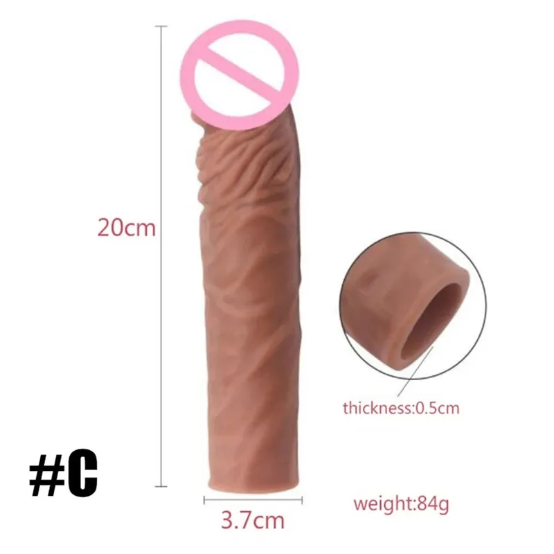 Realistisk Penisförlängning Cock Sleeve Återanvändbar Silikon Penisförstorare Fördröjning Kondomer För Män Dildo Enhancer Sexleksaker Erotisk butik — image 5