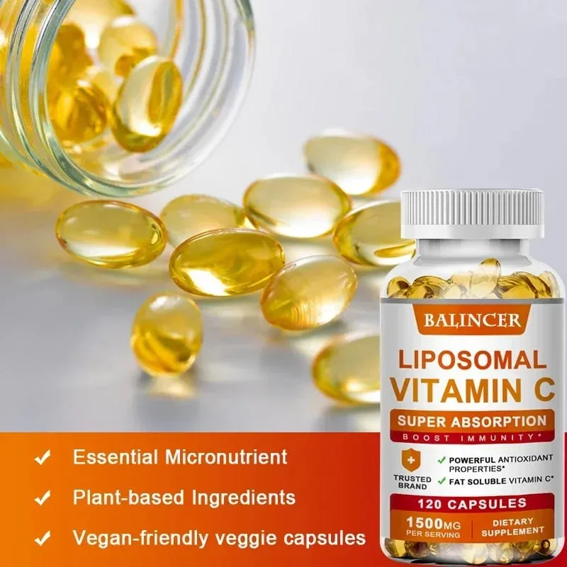Lipozomal C Vitamini 1500mg Yüksek Emilim C Vitamini Bağışıklık Sistemi ve Kollajen Yüksek Potansiyelli Yağda Çözünür Askorbik Asit Takviyesi — image 3