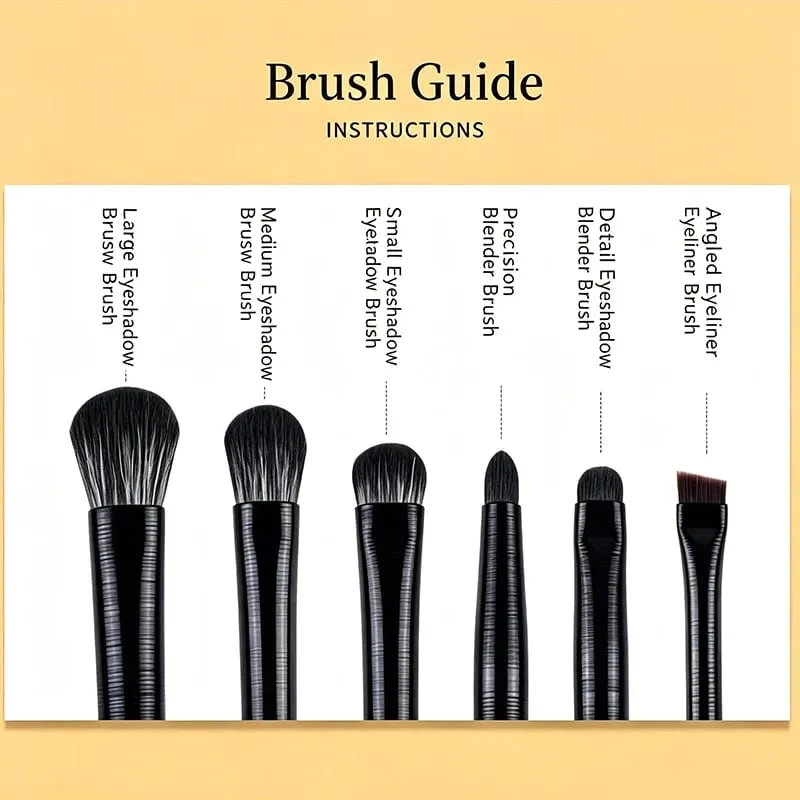 Eye Makeup Brush Set 6 Pcs Professional Blending Eyeshadow Makeup Brushes for Concealer Eyebrows Eyeliner Soft Hairs & Wood Ha — image 3