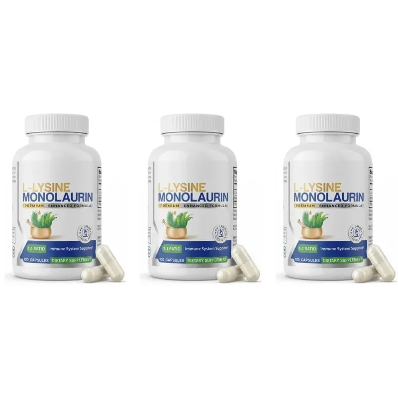 L-Lysine HCl & Monolaurin 1:1 Ratio Capsules Immune Wellness Daily Defense and Balance Support 600 mg Each 100 Count — image 9