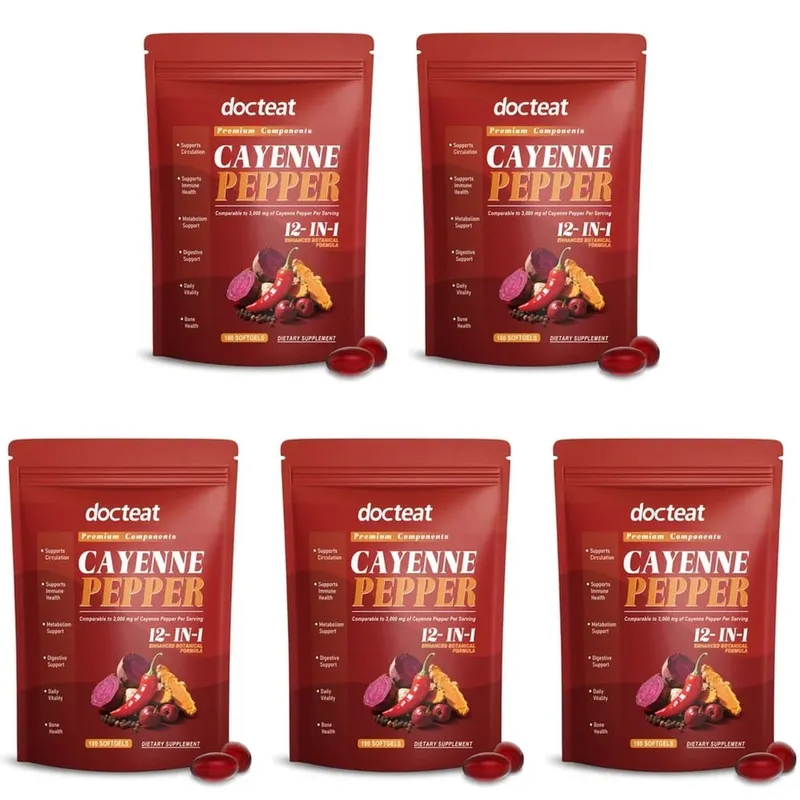 Docteat Cayenne Pepper 12-in-1 Softgels Immune Health and Bone Support with Berberine and Black Pepper Extract 180 Softgels — image 11