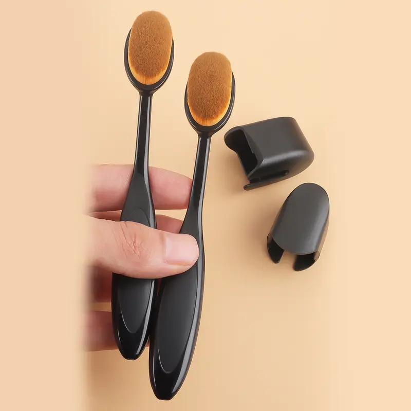 2PCS Toothbrush Shape Foundation Brushes With Caps Multifunctional Soft Brush For Liquid Cream Powder Makeup — image 1