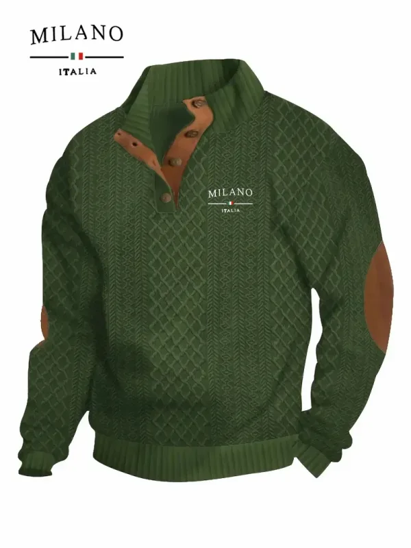 Henry Hoodie Um padrão italiano de Milão é um pulôver masculino de outono e inverno quente, macio e adequado para a pele