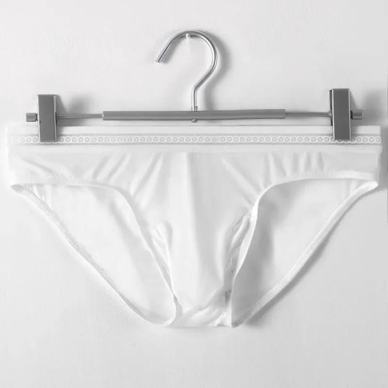 1/3PCS Men's Ice Silk Briefs Ultra-thin Quick Dry High Elastic Lace Waistband Panties Sexy Seamless Breathable Bikini Underwear — image 32
