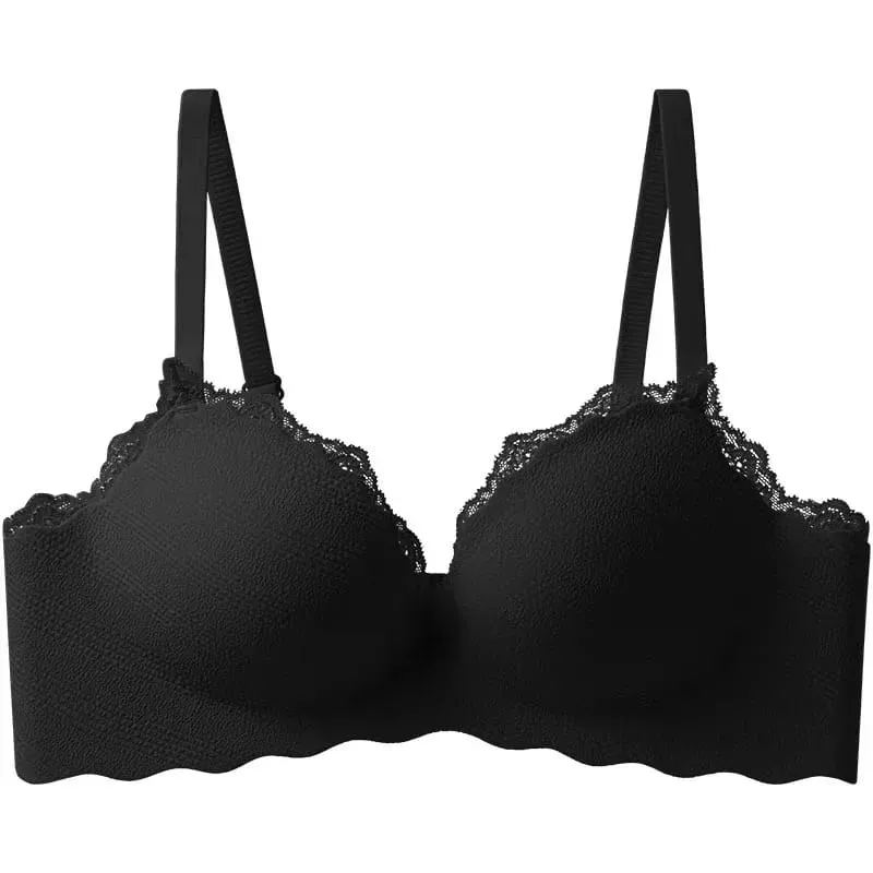 2025 Fashion Lace Thickened One-piece Seamless Push Up Lingerie Small Breast Gathering Comfortable Bra For Women — image 8