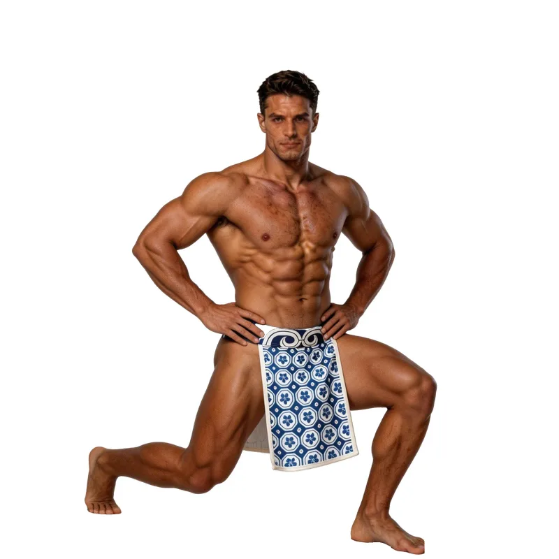 Men Low Rise Crotchless Traditional Printed Japanese Sumo Briefs Thong Kimono Rokushaku Fundoshi Loincloth Panties Underwear — image 4