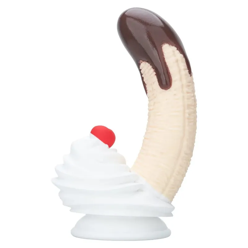 Dildo Silikon Sundae Pisang dengan Krim Cawan Sedutan Kuat dan Reka Bentuk Ceri Tiga Saiz Mainan Seks Silikon Gred Makanan untuk Uniseks — image 4