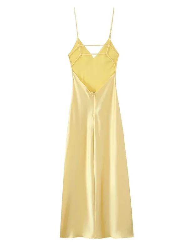 Solid Backless Stain Maxi Dress Pambabaeng Casual Spaghetti Strap V-neck High Waist Dresses 2026 Lady Summer Vacation Party Gowns — image 6