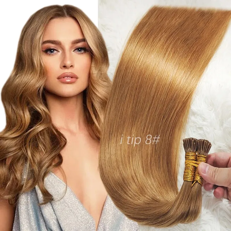I Tip Human Hair Extensions 50g Straight Fusion Hair 30Inch Keratin Capsule Original Real Natural Hair Blonde Color — image 11