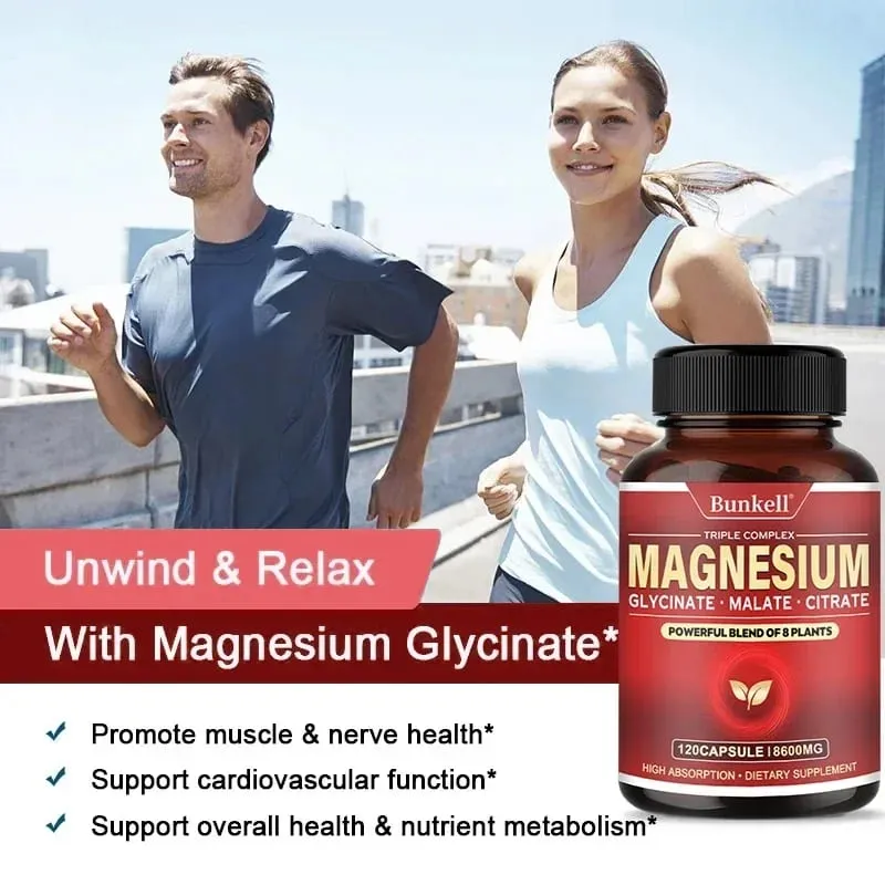 Vysoce vstřebatelný magnesium glycinát malát citrát 100% chelátový bez GMO vegetariánský bezlepkový 8 600 Mg 120 tobolek — image 4