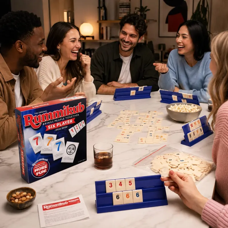 Rummikub Six Player Tile Strategy Board Game with Blue Racks Number Logic Family Party English Version — image 6