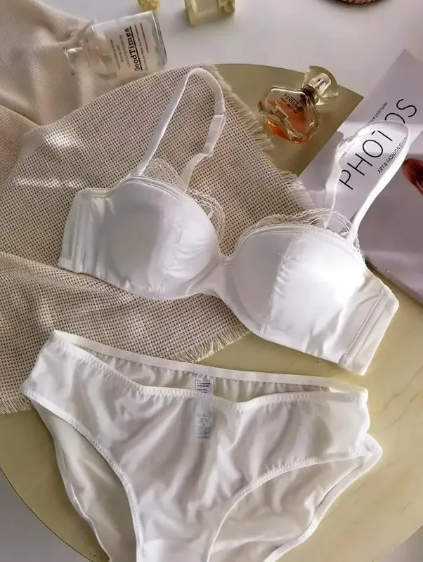Thin section half cup underwear set panties small breasts gathered large size lingerie ultra-thin sexy lace girls bra new — image 6