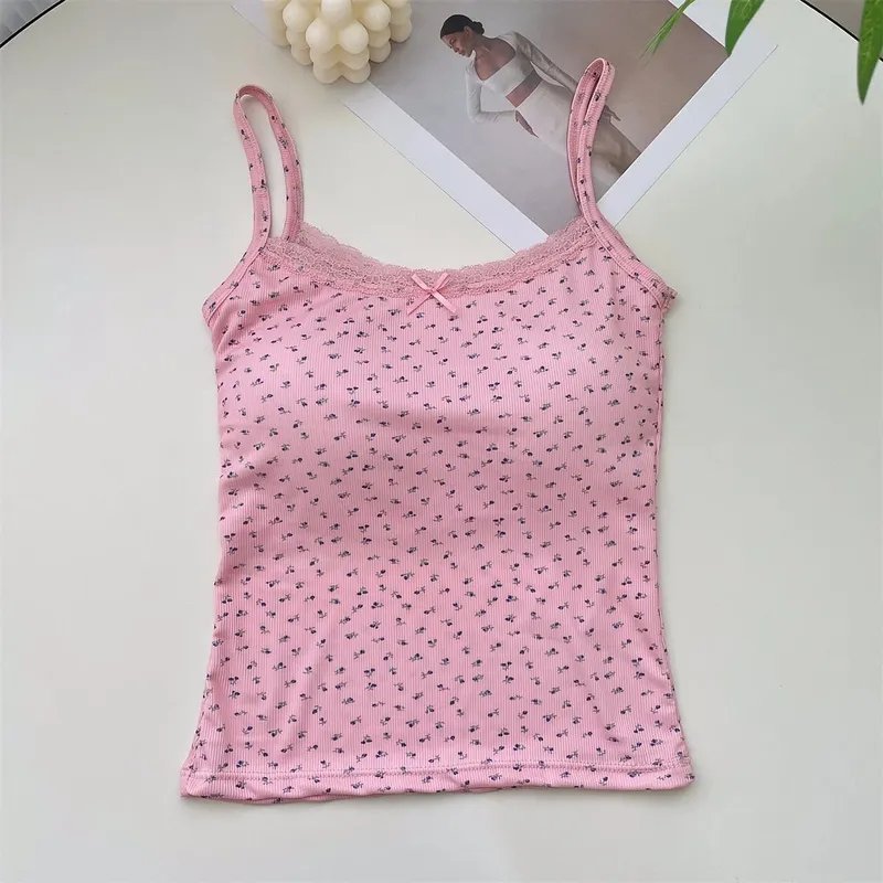 Elegant Lace Flower Print Camis 2026 Slim Sexy Vest Floral Tops One Size Floral Tank Tops Spring — image 13