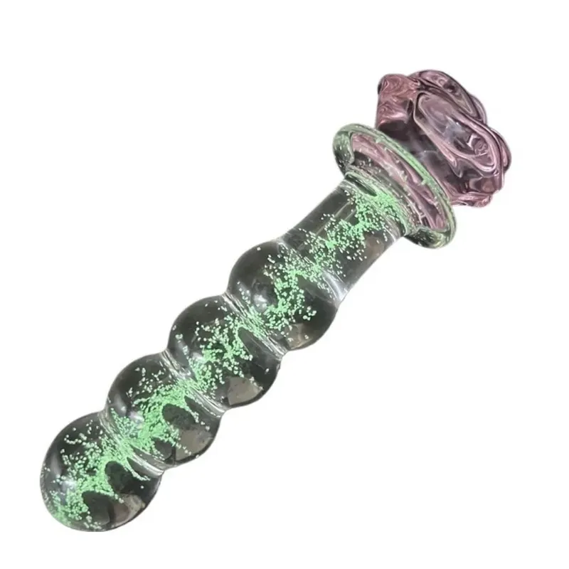 Vibrador de vidro luminoso rosa anal plug brilho no escuro butt plug contas anal penetração anal casais jogar brinquedo sexo adulto joinjjtoy — image 1
