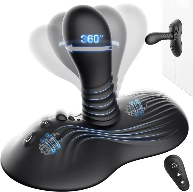 Sit and Ride Roterande Vibrerande Dildo Vibrator Fjärrkontroll G Spot Stimulator Prostata Massager Vuxen Sexleksaker för Kvinnor Män
