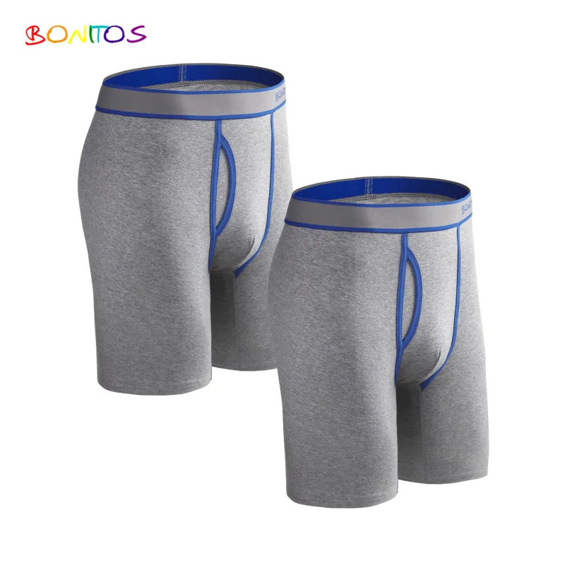 2 pçs pacote de perna longa boxer shorts homens calcinha kit homme boxershorts deslizamento roupa interior para homem algodão masculino sexy conjunto caixa ginásio
