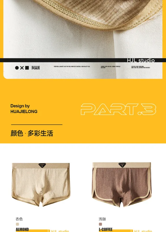 3PCS/Pack 100% Cotton Solid Striped Panties na Panlalaki Para sa 40-100kg Breathable Mesh Crotch Underpants High Elastic Waistband Boxer — image 8