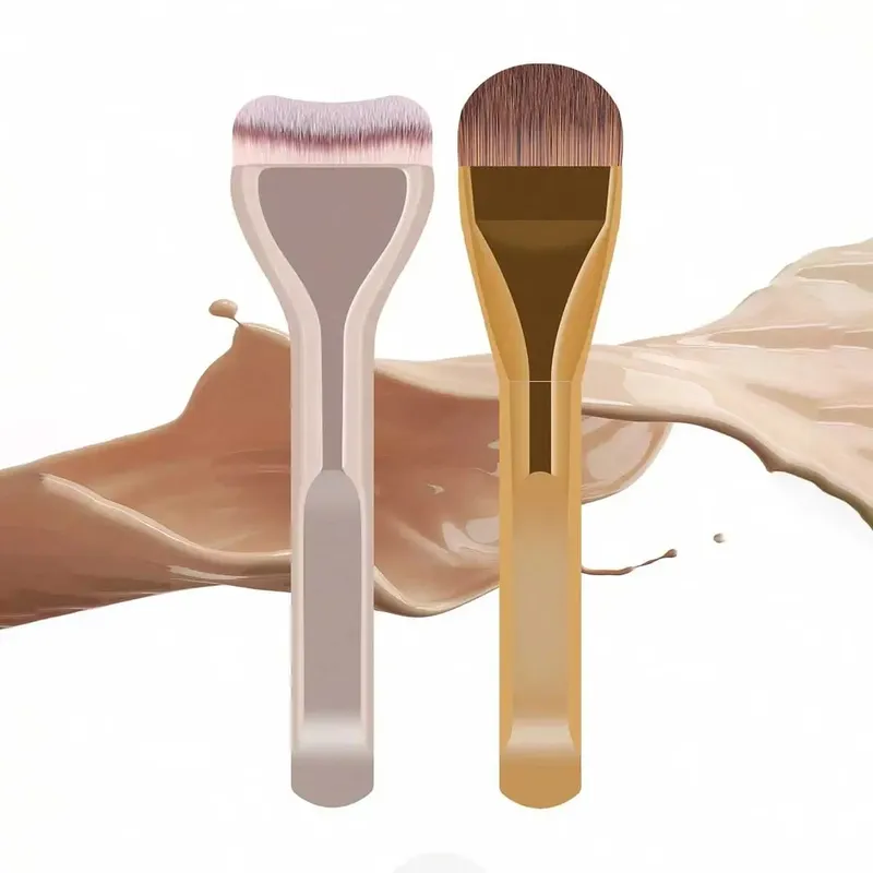 2pcs Foundation Makeup Brushes Set Ultra Thin Top Mask Brush For Liquid Cream Cosmetics Blending Beauty Tool Premium Gift — image 6