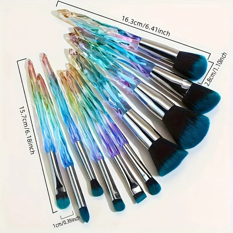 Purple Crystal Handle Makeup Brush Set Soft Synthetic Hair Foundation Blush Eye Shadow Cosmetic Brushes Kit — image 6