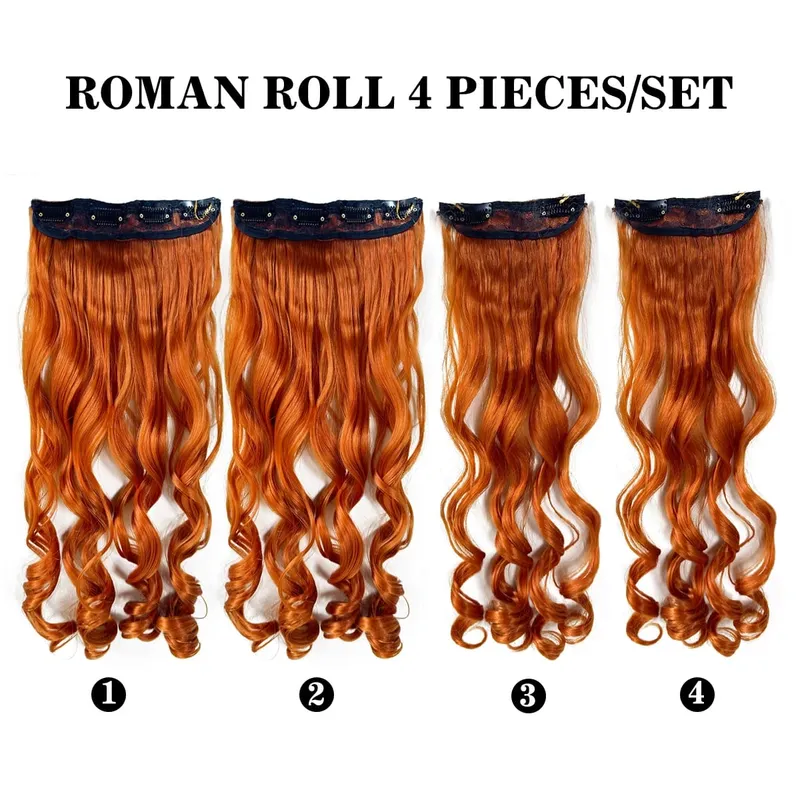 Synthetic Roman curls sandwiched in hair extension long curly wig women's hair extension hair piece daily party — image 5