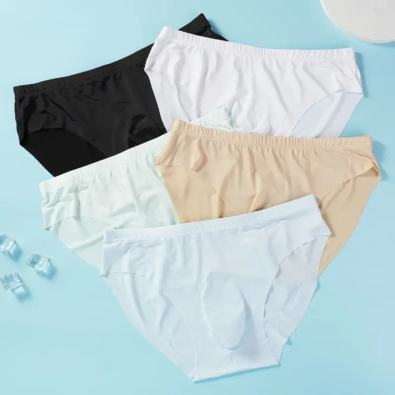 3PCS Men's Summer Cool Ice Silk Underwear Ultra-Thin Sexy See-Through Triangle Briefs Comfortable Breathable Underpants Lingerie — image 1