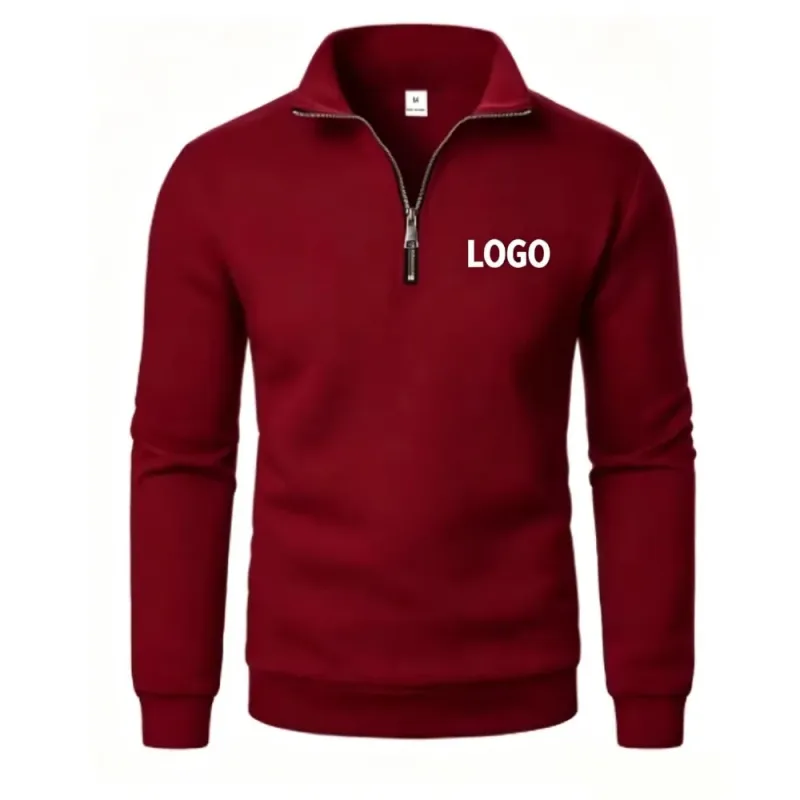 Free customization of men's spring and autumn new casual half-chain stand-up collar cardigan the trend of simple and loose over — image 4