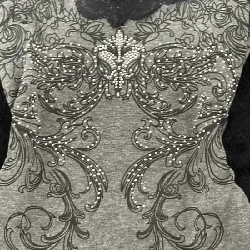 Punk Hottie Vintage Diamonds Print Camisole Vest Women American Sexy Outerwear Slim Patchwork Lace Tanks Gothic Y2k Crop Tops — image 4